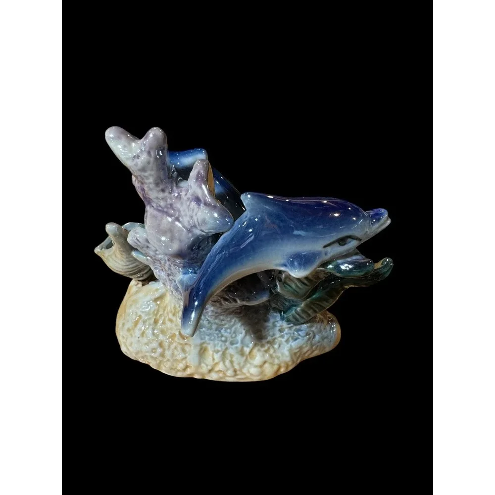 Vintage Old Orchard Beach Maine Iridescent Dolphin Statue HTF!!